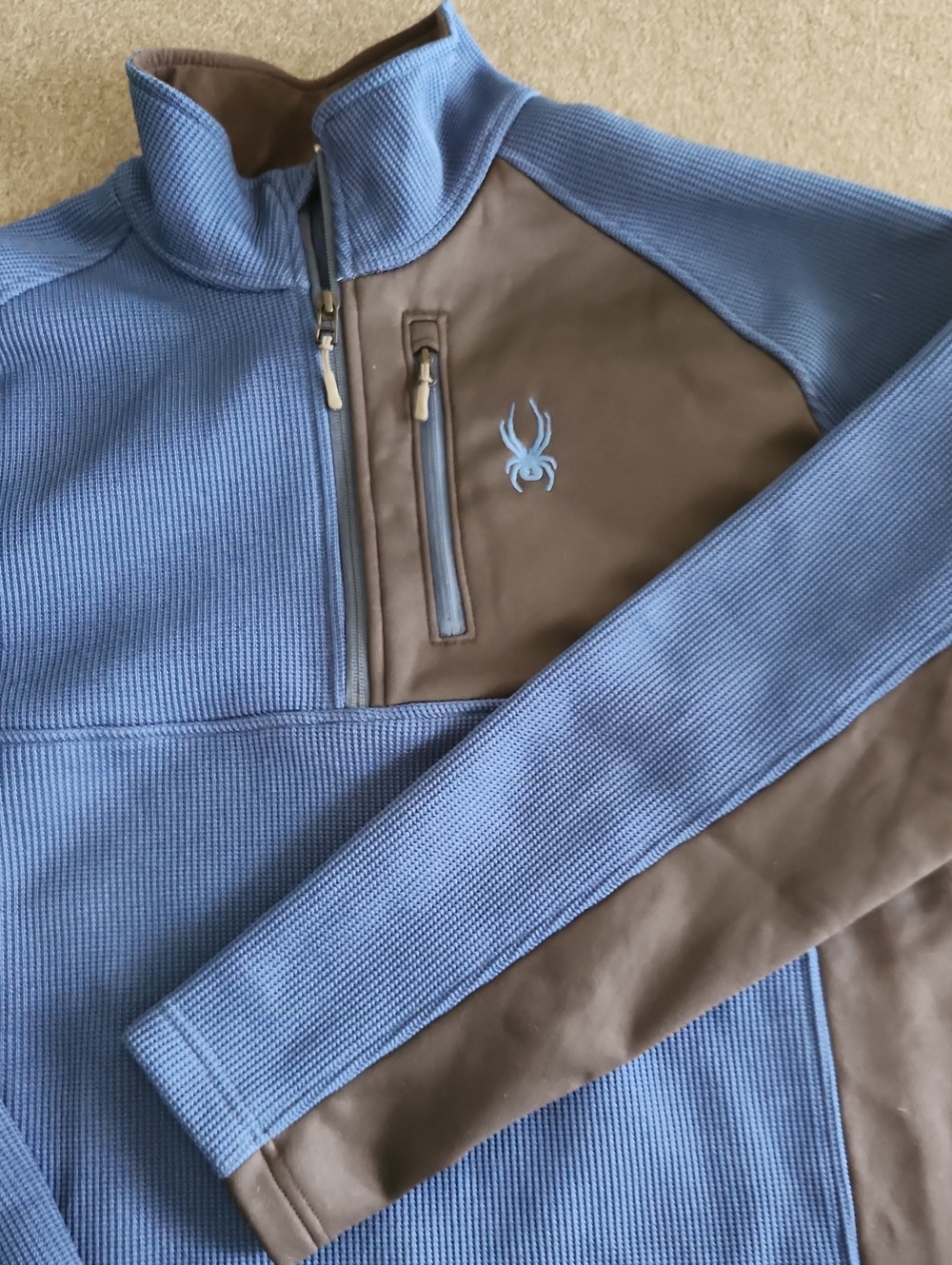 Spyder Men's Gait Half Zip Thermal Pullover Fleece Lined Jacket Blue Size XXL
